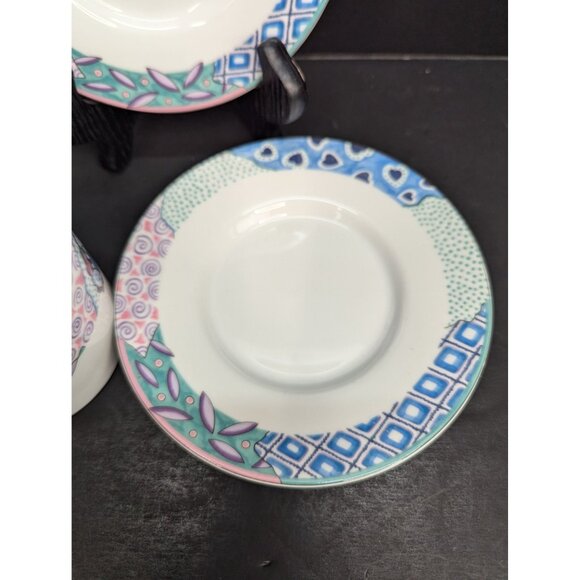 Studio Nova Medley Y0284 Flat Coffee Cup 8 Oz and Saucer Set with Extra Saucer - Picture 5 of 8